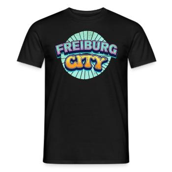 Freiburg Germany City Font Pop Art Comic - Men's T-Shirt - black - Front - AI Model Male 178 light (178cm)