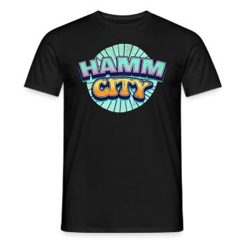 Hamm Germany City Font Pop Art Comic - Men's T-Shirt - black - Front - AI Model Male 178 light (178cm)