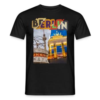 Berlin Germany City Skyline Vintage Retro - Men's T-Shirt - black - Front - AI Model Male 178 light (178cm)
