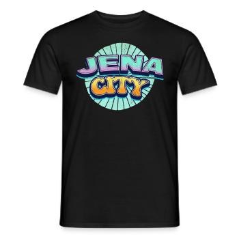 Jena Germany City Font Pop Art Comic - Men's T-Shirt - black - Front - AI Model Male 178 light (178cm)