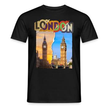 London England UK City Skyline Vintage Retro - Men's T-Shirt - black - Front - AI Model Male 178 light (178cm)