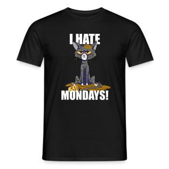 Cat i hate mondays funny monday saying - Men's T-Shirt - black - Front - AI Model Male 178 light (178cm)