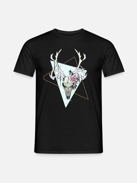 Aesthetic Deer Skull Hirschkopf Pastell Design - Männer T-Shirt - Schwarz