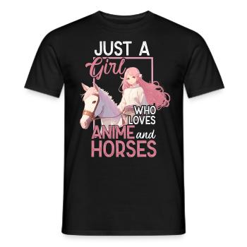 Pferde Mädchen Anime Spruch mit Manga Zeichnung - Männer T-Shirt - Schwarz - Vorne - AI Model Male 178 light (178cm)