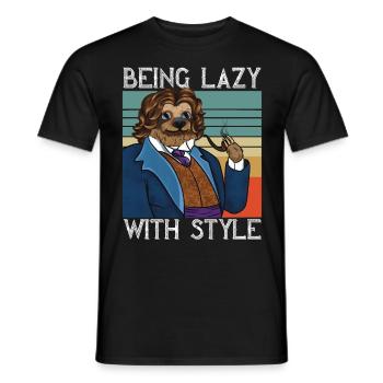 Paresseux disant être paresseux avec le style Design rétro - T-shirt homme - noir - Devant - AI Model Male 178 light (178cm)