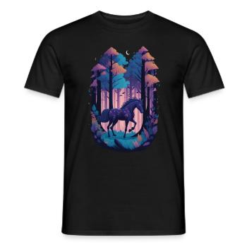 Magisches Pferd im düsteren magischen Wald - Männer T-Shirt - Schwarz - Vorne - AI Model Male 178 light (178cm)
