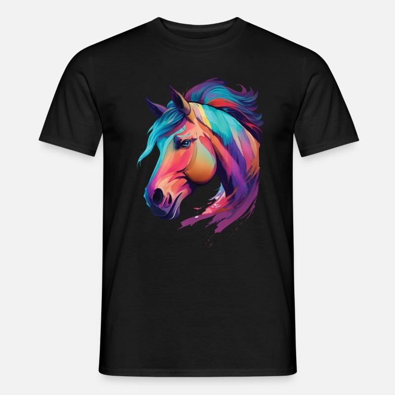 Testa di cavallo pony bella opera d'arte per cavalieri - T-shirt uomo - nero
