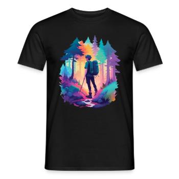 Hiking Natur Wandern Urlaub Wanderer im Wald - Männer T-Shirt - Schwarz - Vorne - AI Model Male 178 light (178cm)