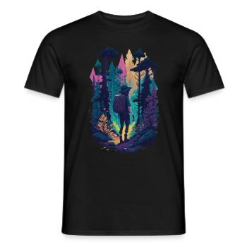 Forest Hiking Nature Hiking Design Illustration - Men's T-Shirt - black - Front - AI Model Male 178 light (178cm)