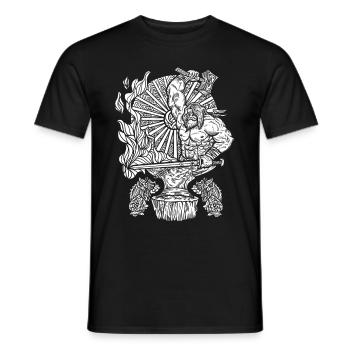 Viking blacksmith runes hammer and sword - Men's T-Shirt - black - Front - AI Model Male 178 light (178cm)
