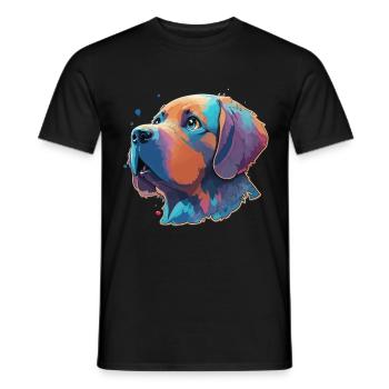 Süßer Cartoon Hund Labrador Welpe Kunstvoll - Männer T-Shirt - Schwarz - Vorne - AI Model Male 178 light (178cm)