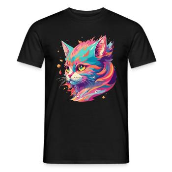 Cartoon Cat Cute gift with cat love - Men's T-Shirt - black - Front - AI Model Male 178 light (178cm)