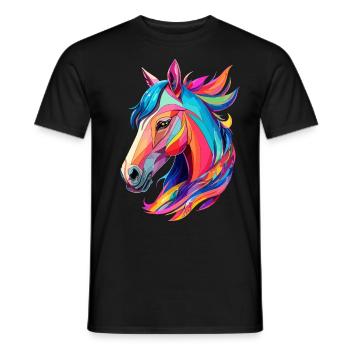 Cheval Pony Design Cheval avec des couleurs colorées - T-shirt homme - noir - Devant - AI Model Male 178 light (178cm)
