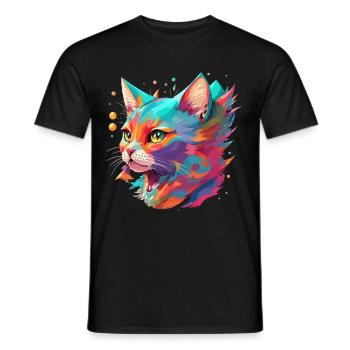 Chat amoureux Cat Design Cat Cat Animal - T-shirt homme - noir - Devant - AI Model Male 178 light (178cm)