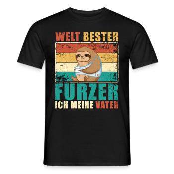 Papa Welt bester Furzer Faultier Vater Spruch - Männer T-Shirt - Schwarz - Vorne - AI Model Male 178 light (178cm)