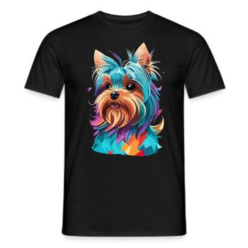 The Yorkshire Terrier Polygon Dog Art Dogs - Men's T-Shirt - black - Front - AI Model Male 178 light (178cm)