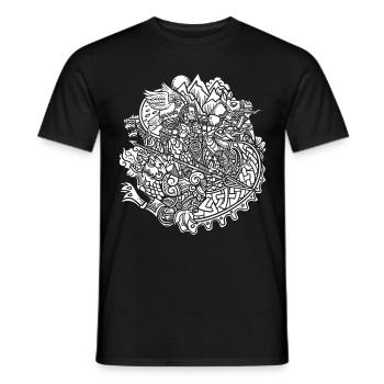 Wikinger Runen Odin auf Sleipnir Midgardschlange - Männer T-Shirt - Schwarz - Vorne - AI Model Male 178 light (178cm)