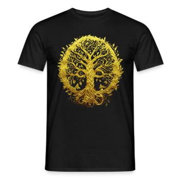 Goldener Yggdrasil Baum des Lebens Spiritualität - Männer T-Shirt - Schwarz - Vorne - AI Model Male 178 light (178cm)