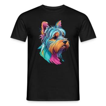 Welpe Yorkie Yorkshire Terrier Hund Hundeliebhaber - Männer T-Shirt - Schwarz - Vorne - AI Model Male 178 light (178cm)