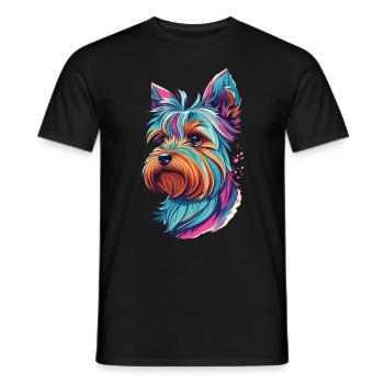 Dog Yorkshire Terrier Dogs Art Pet Yorkie - Men's T-Shirt - black - Front - AI Model Male 178 light (178cm)