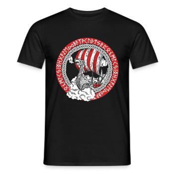 Wikinger Schiff Runen Segelschiff Boot Kapitän - Männer T-Shirt - Schwarz - Vorne - AI Model Male 178 light (178cm)