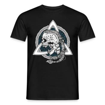 Occult Viking Witches Symbol Runes Skull Triskel - Men's T-Shirt - black - Front - AI Model Male 178 light (178cm)