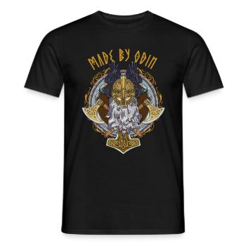 Drôle de dicton viking avec des runes Fait par Odin - T-shirt homme - noir - Devant - AI Model Male 178 light (178cm)