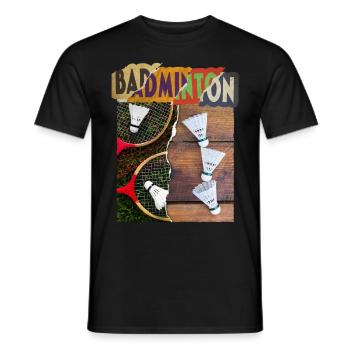Badminton Badminton Joueur de raquette Vintage Rétro - T-shirt homme - noir - Devant - AI Model Male 178 light (178cm)