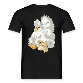 Silk Chicken Hen with Chick Silk Chicken Chicken - Men's T-Shirt - black - Front - AI Model Male 178 light (178cm)