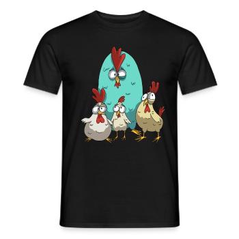 Funny Chickens Chicken Design Chicken Flock with Humor - Men's T-Shirt - black - Front - AI Model Male 178 light (178cm)