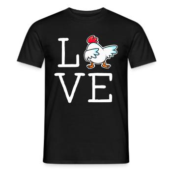 LOVE chicken lettering with cool chicken farmer - Men's T-Shirt - black - Front - AI Model Male 178 light (178cm)