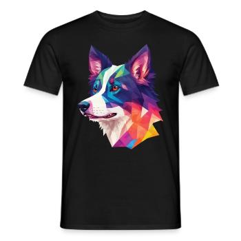 Border Collie Polygon Dogs Art Collie Dog - Men's T-Shirt - black - Front - AI Model Male 178 light (178cm)