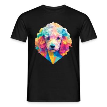 Caniche Chien Polygone Chiens Design Caniche Animaux de compagnie - T-shirt homme - noir - Devant - AI Model Male 178 light (178cm)