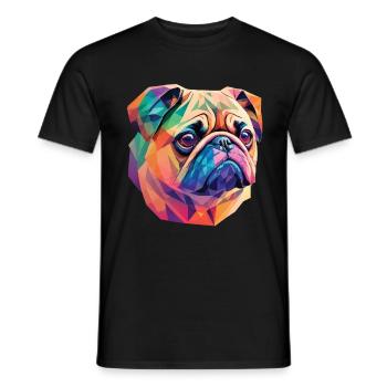 Mops Hund Polygon Kunst Geometrische Pug Hunde - Männer T-Shirt - Schwarz - Vorne - AI Model Male 178 light (178cm)