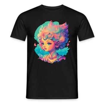 Manga Anime Character Kawaii Chibi Girl Design - Men's T-Shirt - black - Front - AI Model Male 178 light (178cm)