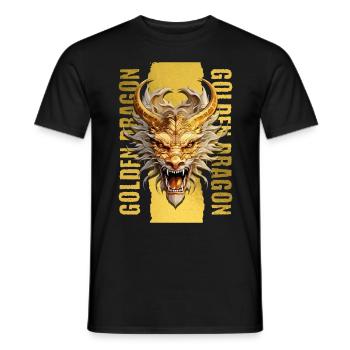 Drache Gold Fantasie Magie Mystik Kreatur Tier - Männer T-Shirt - Schwarz - Vorne - AI Model Male 178 light (178cm)