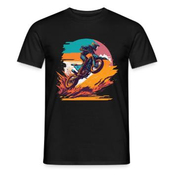 Motocross Biker Offroad Race Cartoon Dirt Bike - T-shirt homme - noir - Devant - AI Model Male 178 light (178cm)