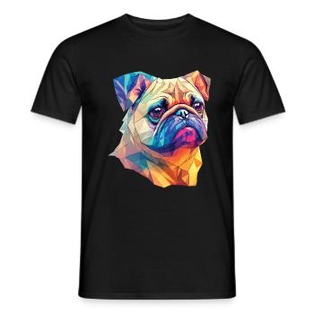 Polygon Kunst Mops Hund Design Hunde Liebhaber - Männer T-Shirt - Schwarz - Vorne - AI Model Male 178 light (178cm)