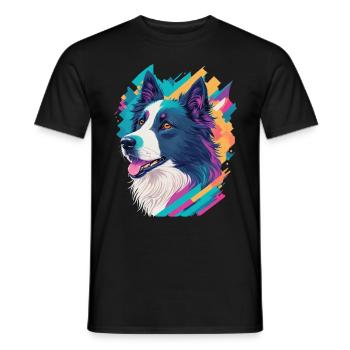 Border Collie Hunde Liebe Hund Haustier Design - Männer T-Shirt - Schwarz - Vorne - AI Model Male 178 light (178cm)