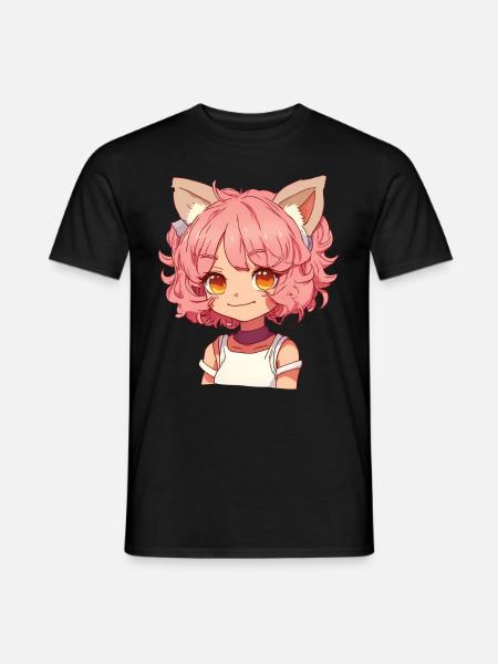 Kemonomimi Kawaii Anime Girl Manga Design - Men's T-Shirt - black