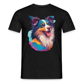 Berger Australien Chien Chien Ami Pet - T-shirt homme - noir - Devant - AI Model Male 178 light (178cm)