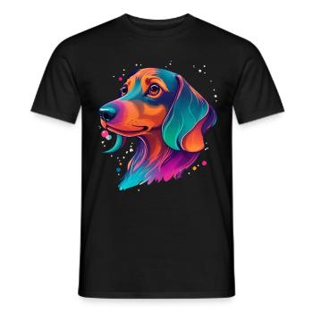 Teckel, chien, fidèle compagnon et amour pour animaux de compagnie - T-shirt homme - noir - Devant - AI Model Male 178 light (178cm)