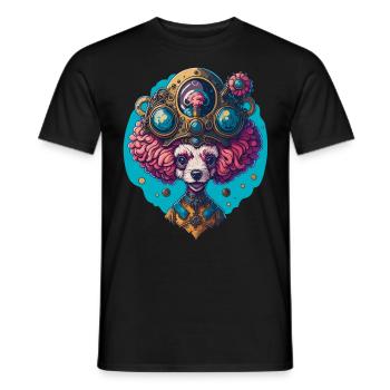 Funny Steampunk Poodle Vintage Dog Design - Men's T-Shirt - black - Front - AI Model Male 178 light (178cm)