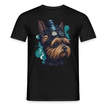 Steampunk Yorkshire Terrier vintage Retro Hund - Männer T-Shirt - Schwarz - Vorne - AI Model Male 178 light (178cm)