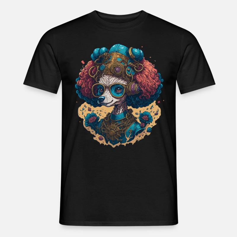 Steampunk Poodle - Retro Meccanico Cane Pet - T-shirt uomo - nero