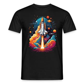 Space Shuttle Astronaut Rocket Space Adventure - Men's T-Shirt - black - Front - AI Model Male 178 light (178cm)