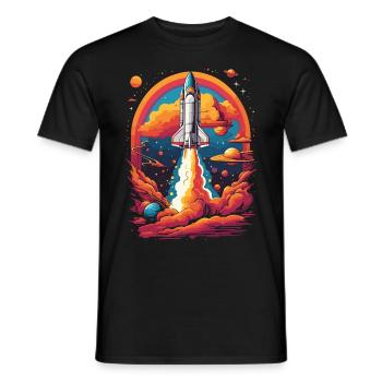 Voyage spatial Astronautes & Space Shuttle Dream - T-shirt homme - noir - Devant - AI Model Male 178 light (178cm)