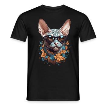 Stilvolle Sphinx Katze Design für Katzenliebhabe - Männer T-Shirt - Schwarz - Vorne - AI Model Male 178 light (178cm)