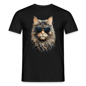 Cool Norwegian Forest Cat Cat Cat Lover - Men's T-Shirt - black - Front - AI Model Male 178 light (178cm)