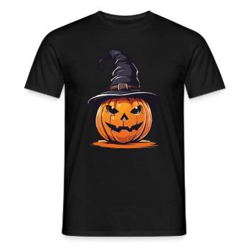 Citrouille sorcière drôle design d’Halloween - T-shirt homme - noir - Devant - AI Model Male 178 light (178cm)